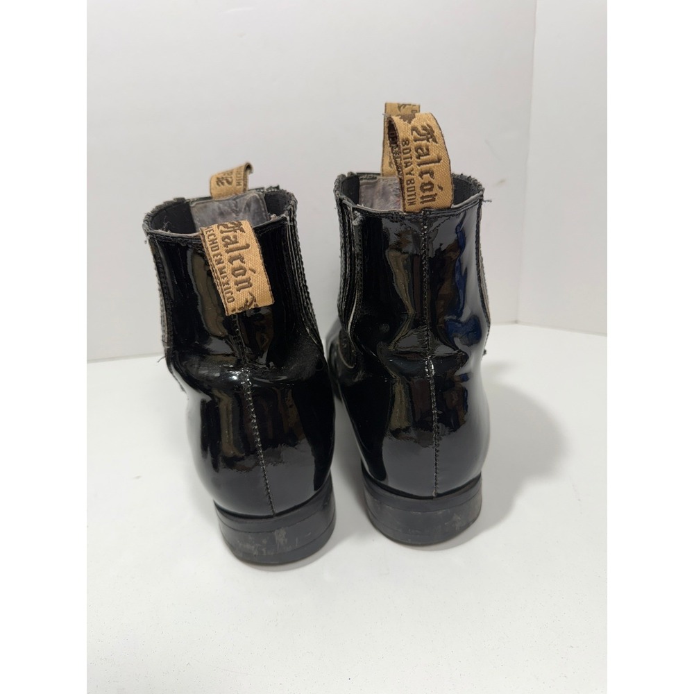 Falcon Bota y Botin Black Patent Leather Chelsea Boots Made Mexico‎ rodeo boots - Picture 6 of 11